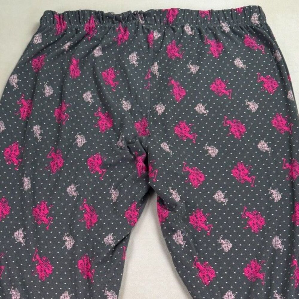 U.S. Polo Assn Pajama Lounge Pants 2X Gray Pink Pony Logo Jogger Stretch EUC